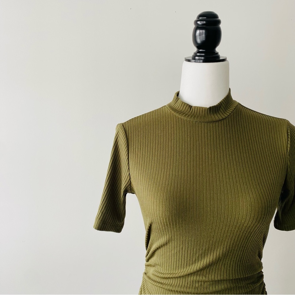 Mock Neck Ribbed Dress - Picture 3 of 8